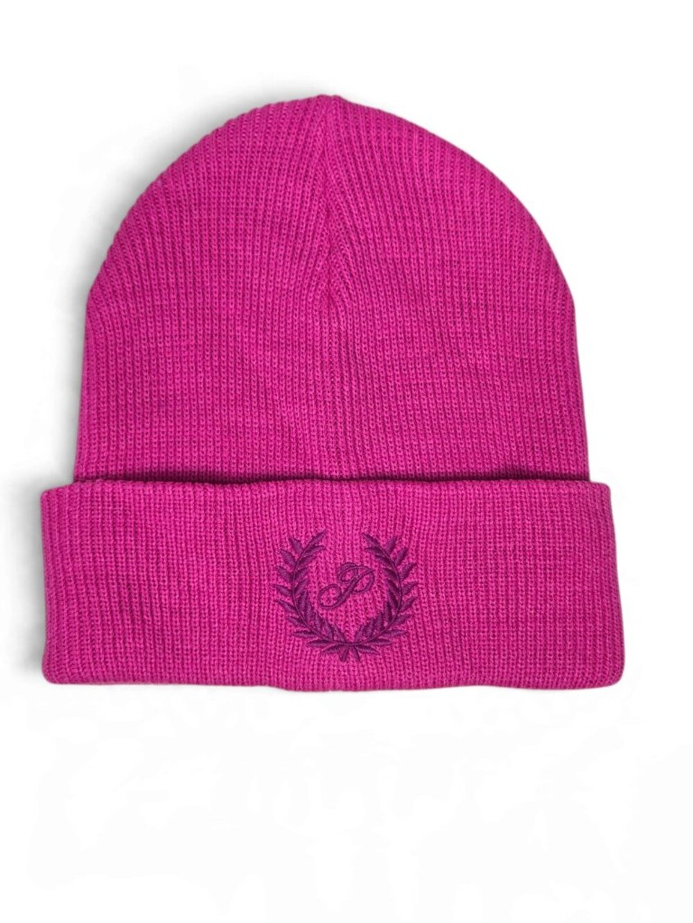 Pink Victoria's Secret Embroidered Crest Beanie Womens Neon Pink Toboggan OS